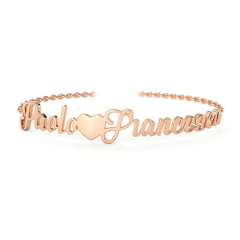 Bracciale a catena personalizzabile con coppia di nomi BRN001