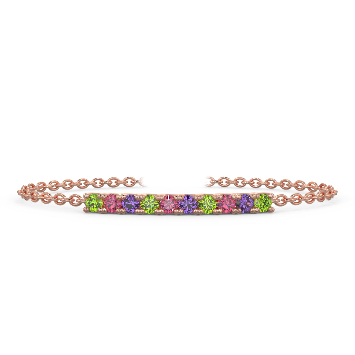 Bracciale a catena con centrale con castoni con pietre preziose DUCB001